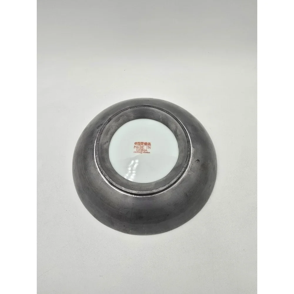 China Porcelain Hand Painted Floral Decorative Bowl Encased‎ in Pewter 9